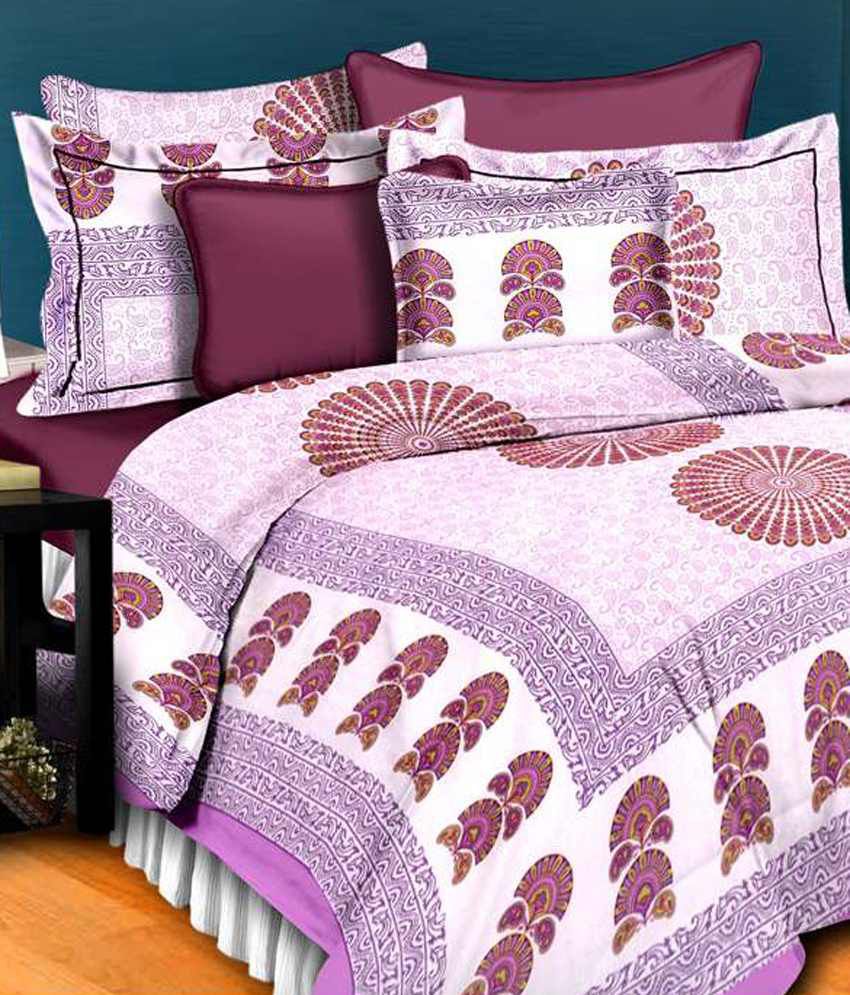     			UniqChoice Multi-Color Cotton Jaipuri Printed Double Bed Sheet With 2 Pillow Cover