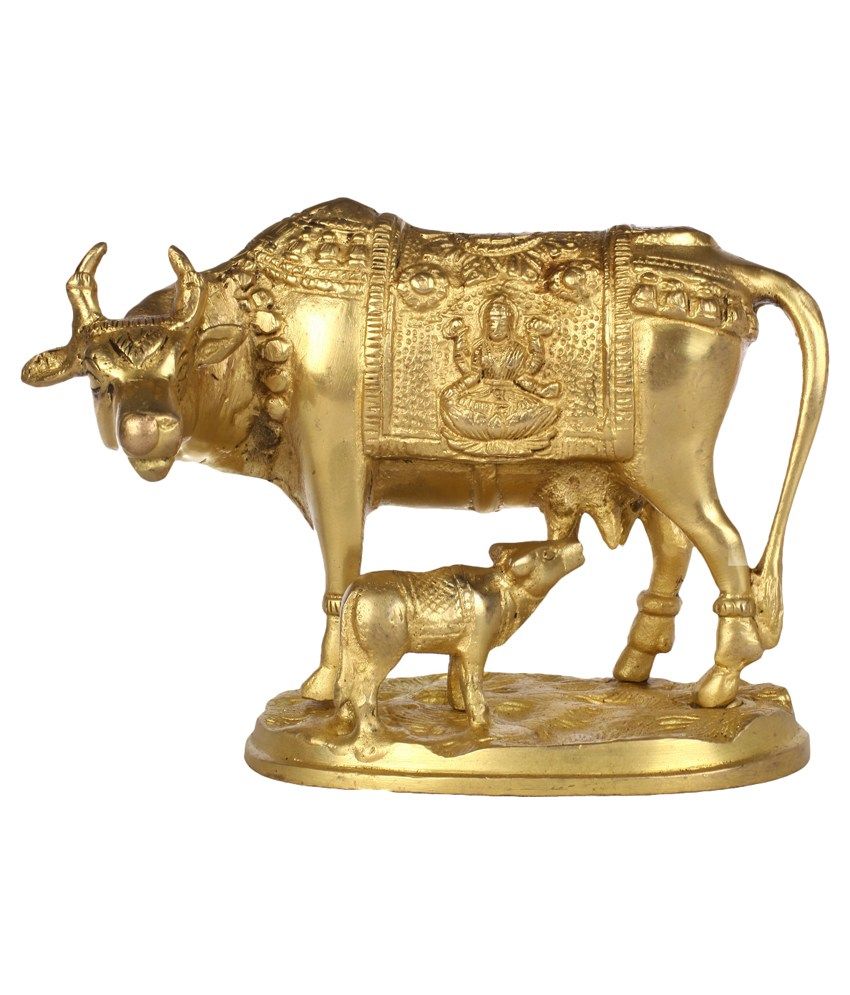 Poompuhar Brass Gold Polish Cow & Calf Buy Poompuhar Brass Gold Polish