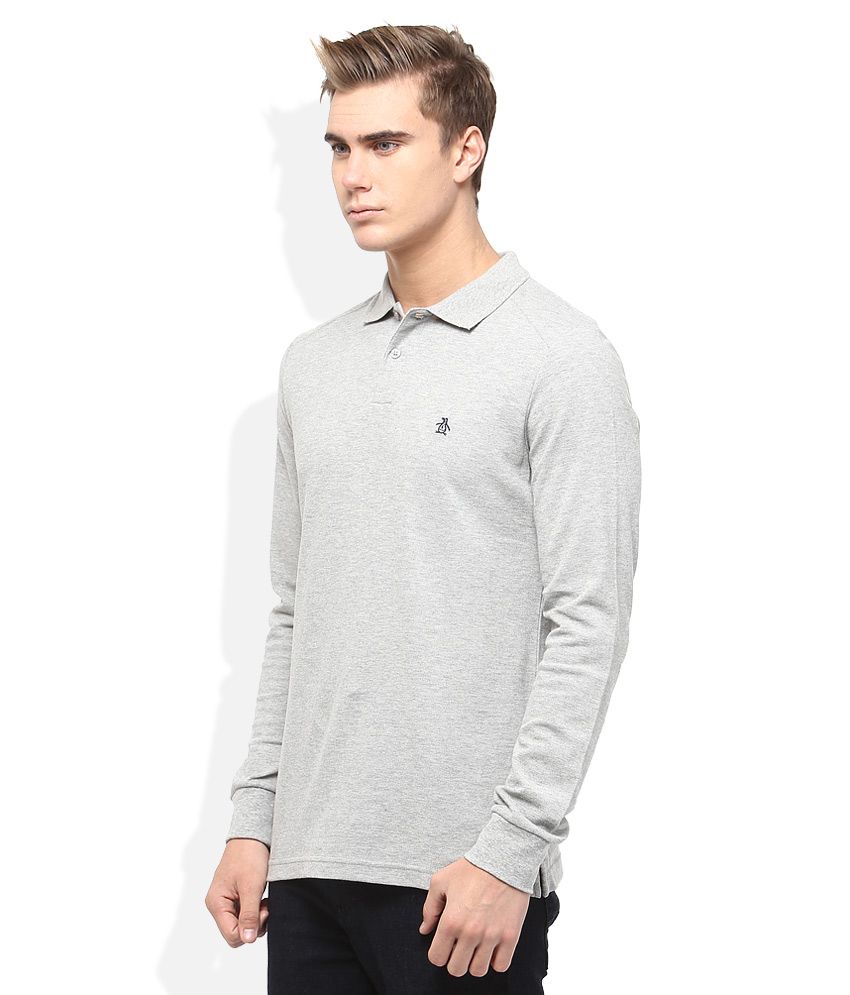 Original Penguin Gray Solid Polo T Shirt - Buy Original Penguin Gray ...