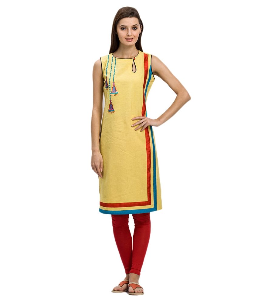 Satya Yellow Cotton Silk Kurti Buy Satya Yellow Cotton Silk Kurti