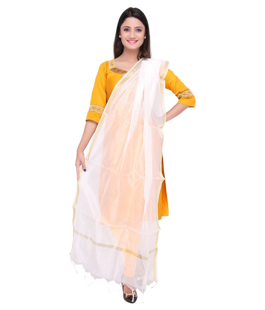 white gown with banarasi dupatta