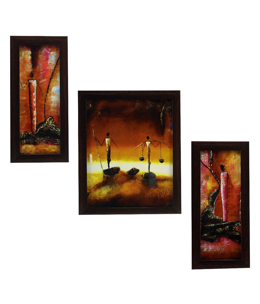 Indianara Matte Wooden Frame 3 Piece Set Of Framed Wall Hanging Indianara Matte Wooden Frame 3 Piece Set Of Framed Wall Hanging