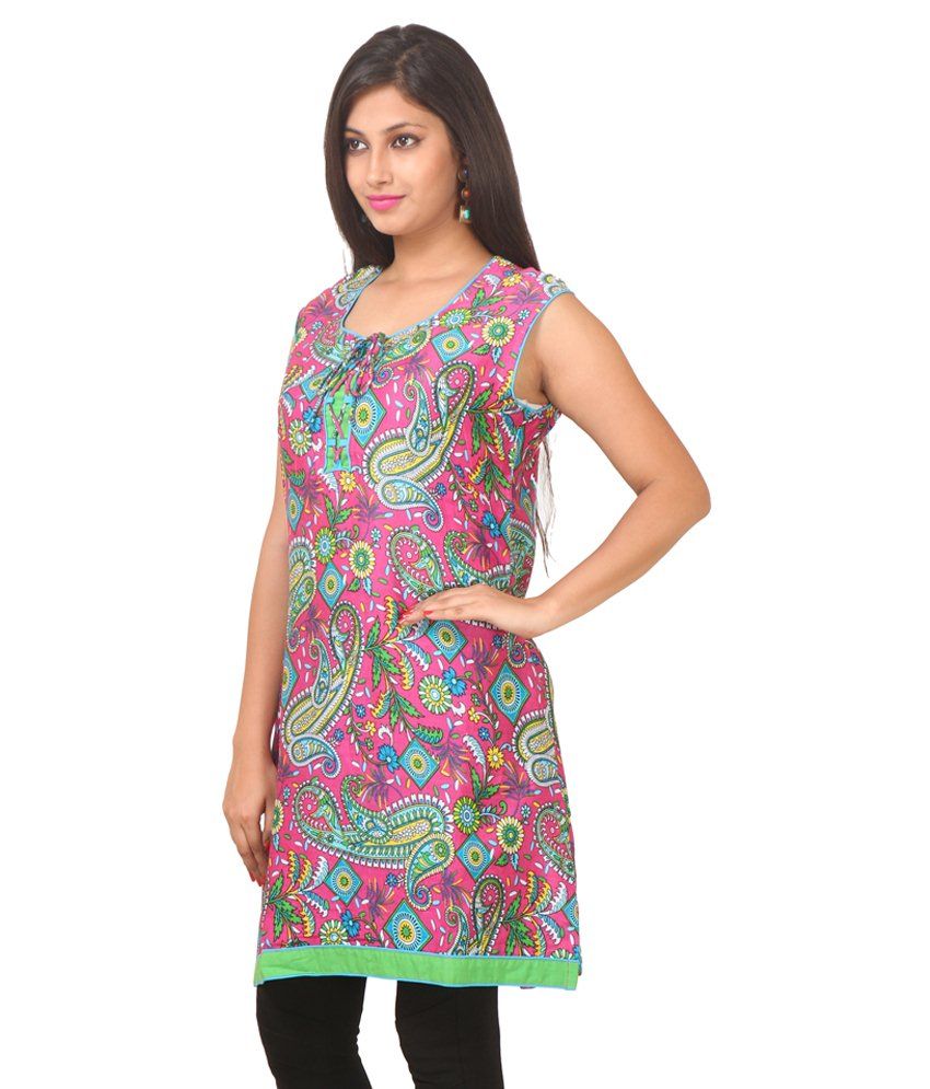 Paislei Pink Cotton Tunics - Buy Paislei Pink Cotton Tunics Online at ...