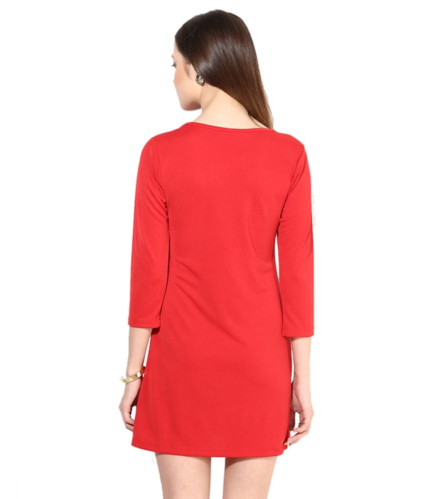 Calgari Red Polyester Elastane Dress - Buy Calgari Red Polyester ...