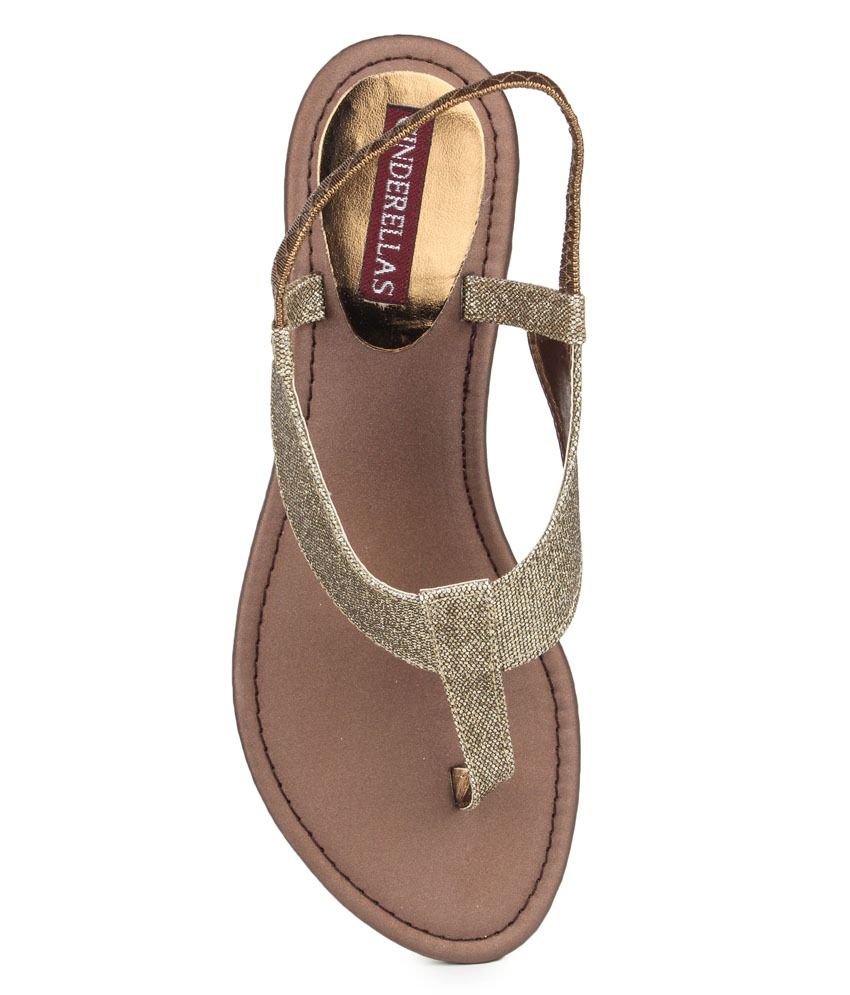 Cinderellas Gold Flat Sandals Price in India- Buy Cinderellas Gold Flat ...