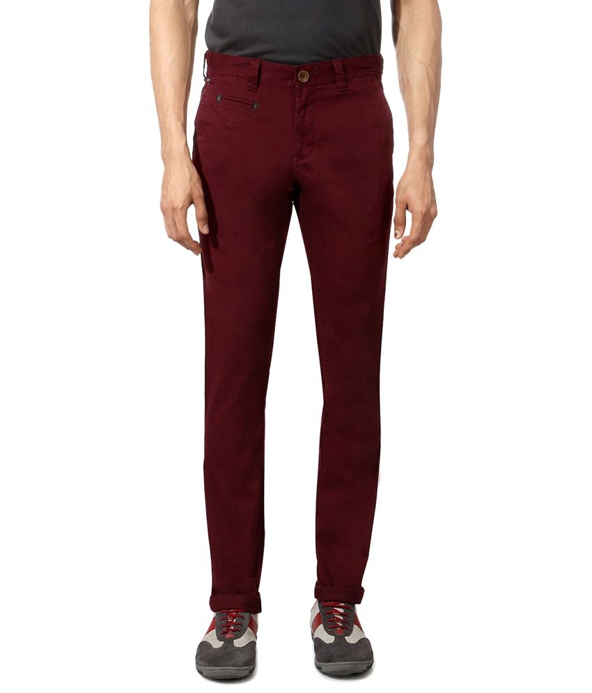 Van Heusen Maroon Rich Toned Slim Fit Chinos for Men - Buy Van Heusen ...