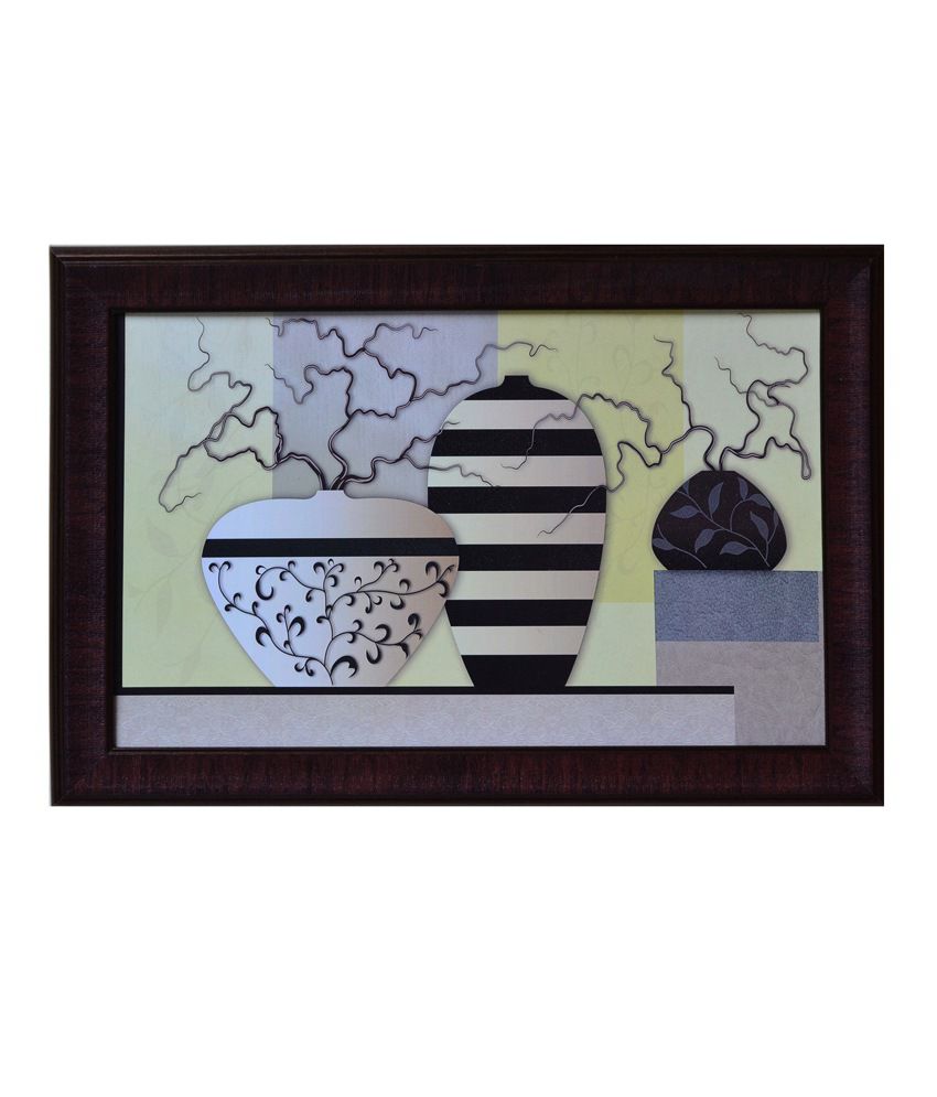     			eCraftIndia Black and White Synthetic Wood Still Life Painting