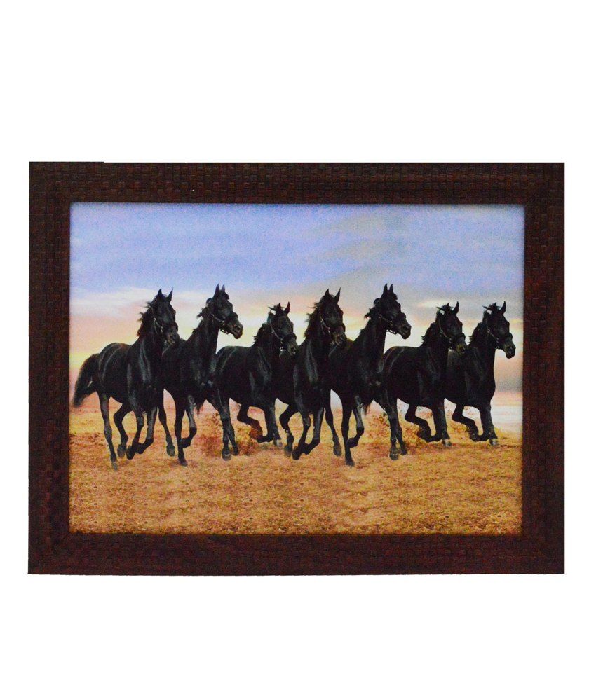     			eCraftIndia Running Lucky Horses Design Satin Matt Texture Framed UV Art Print