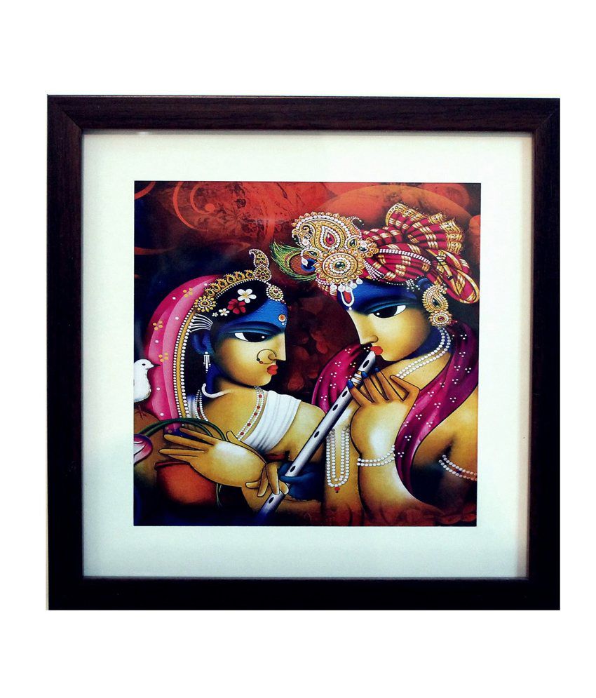     			eCraftIndia Radha Krishna Satin Matt Texture Framed UV Art Print