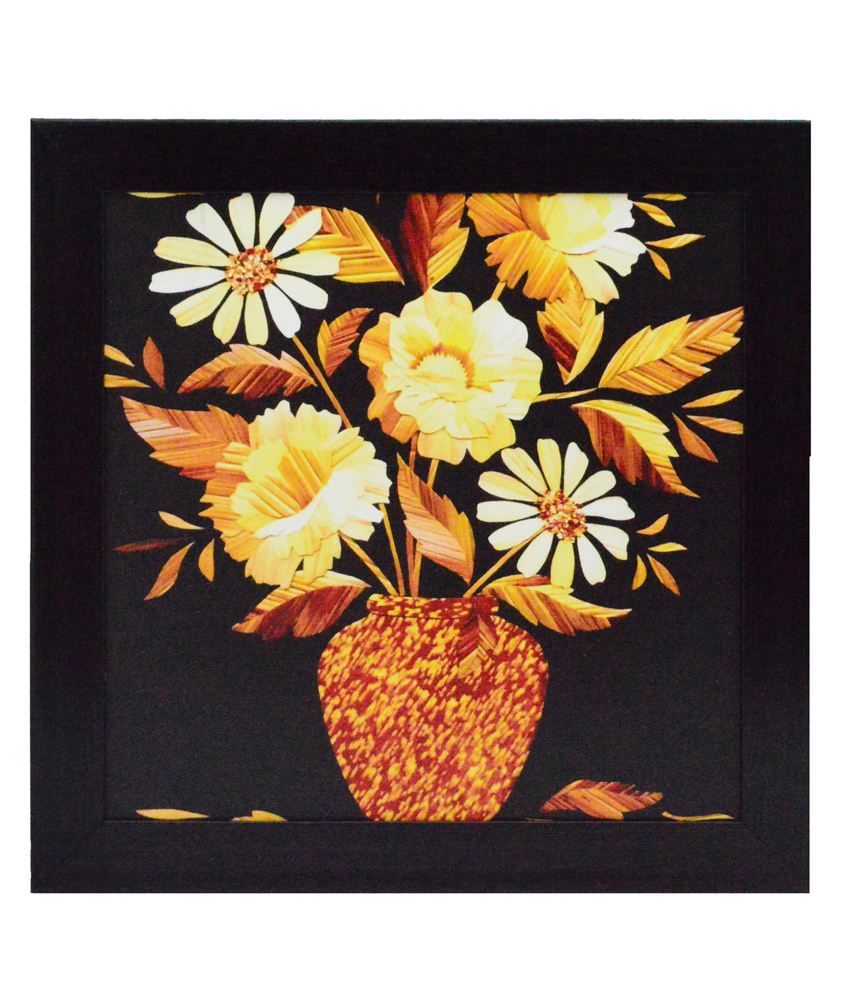     			eCraftIndia Floral Pot Satin Matt Texture Framed UV Art Print