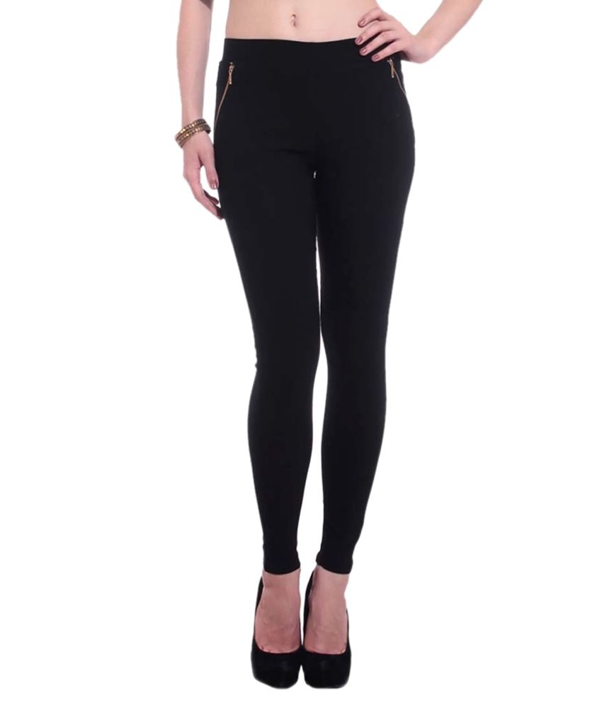 black cotton jeggings