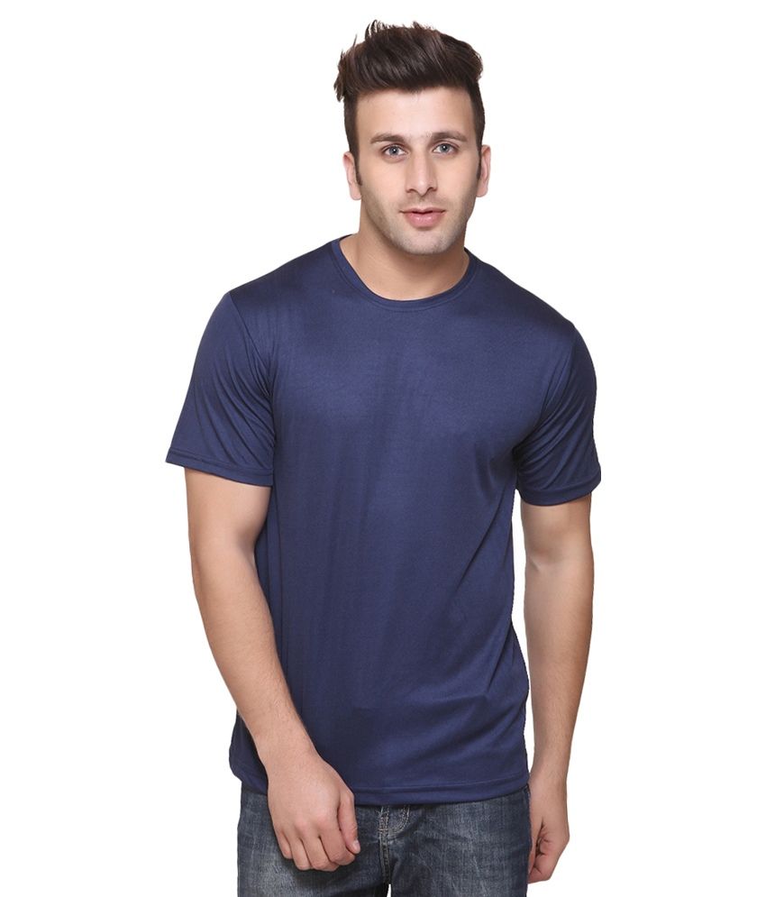     			Funky Guys Polyester Slim Fit Solid Half Sleeves Men's Round T-Shirt - Navy Blue ( Pack of 1 )