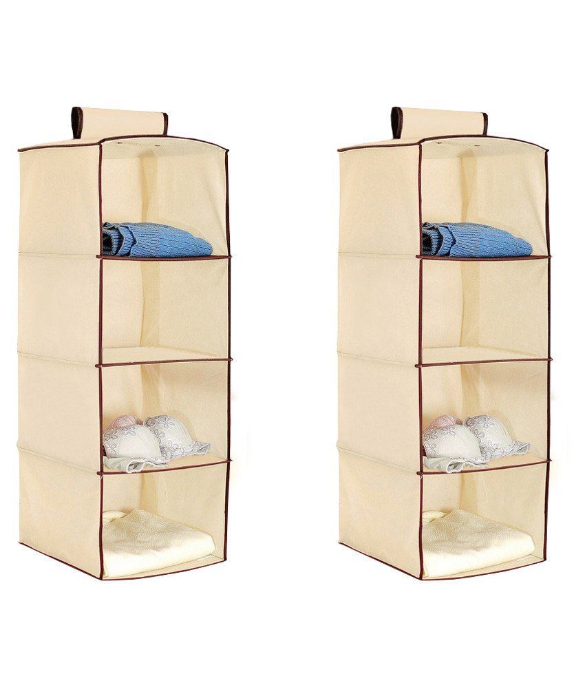 Pindia Set Of 2 Combo Cream 4 Layer Hanging Storage Organizer