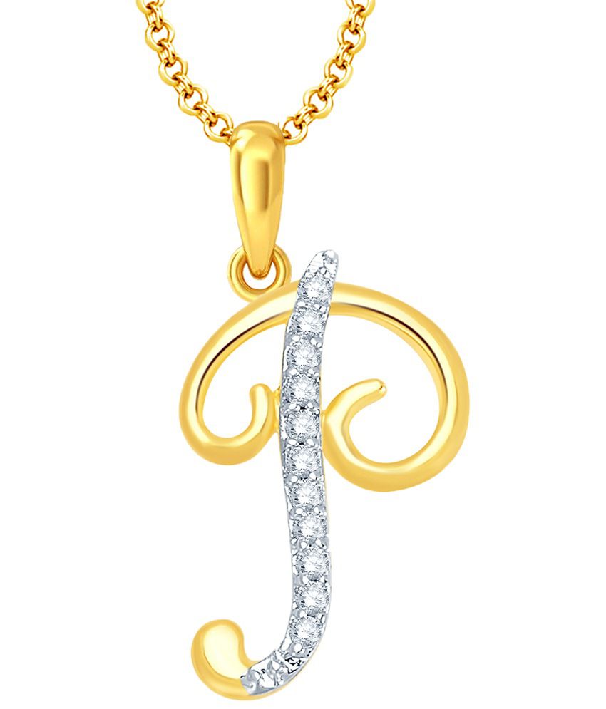 Sukkhi Letter P Gold & Rhodium Plated CZ Unisex Pendant with Chain: Buy ...
