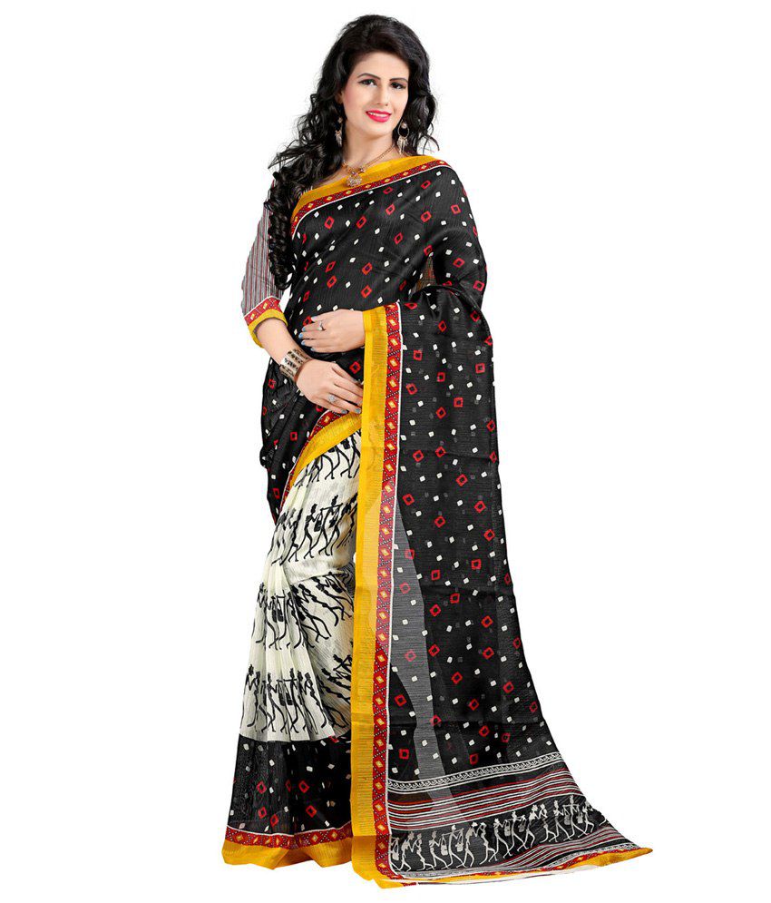 Fancy Sarees Black Bhagalpuri Silk Saree Buy Fancy Sarees Black 