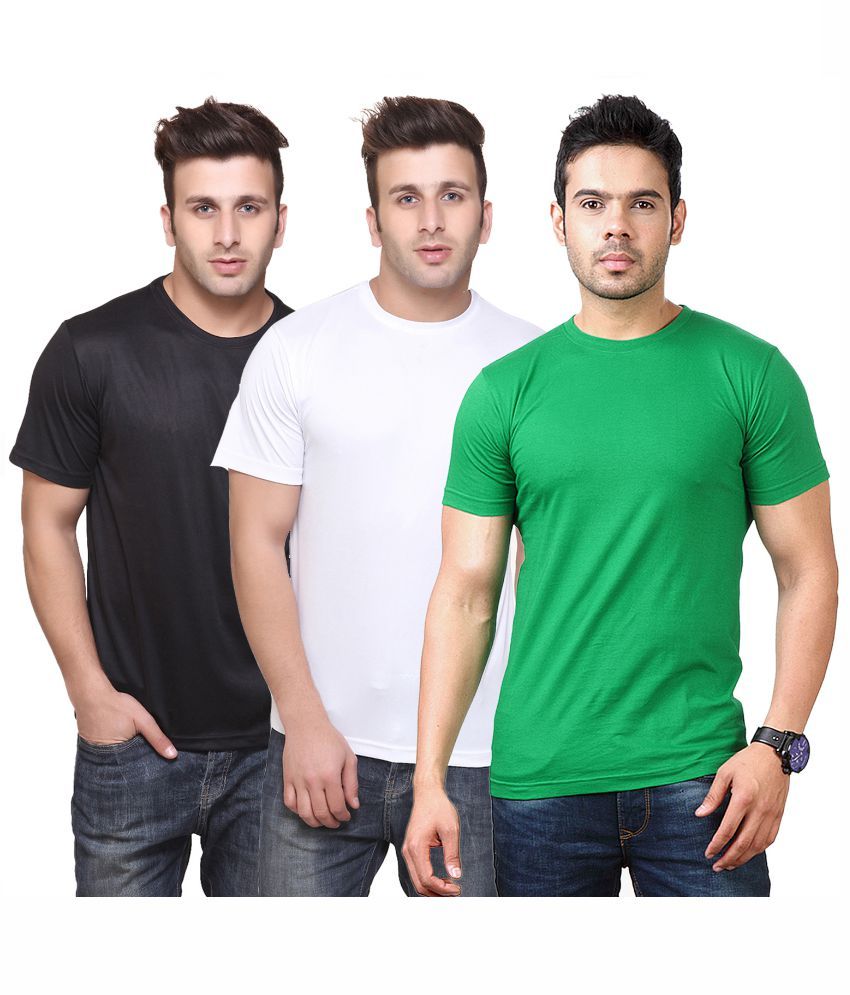     			Funky Guys Polyester Slim Fit Solid Half Sleeves Men's Round Neck T-Shirt - ( Pack of 3 )