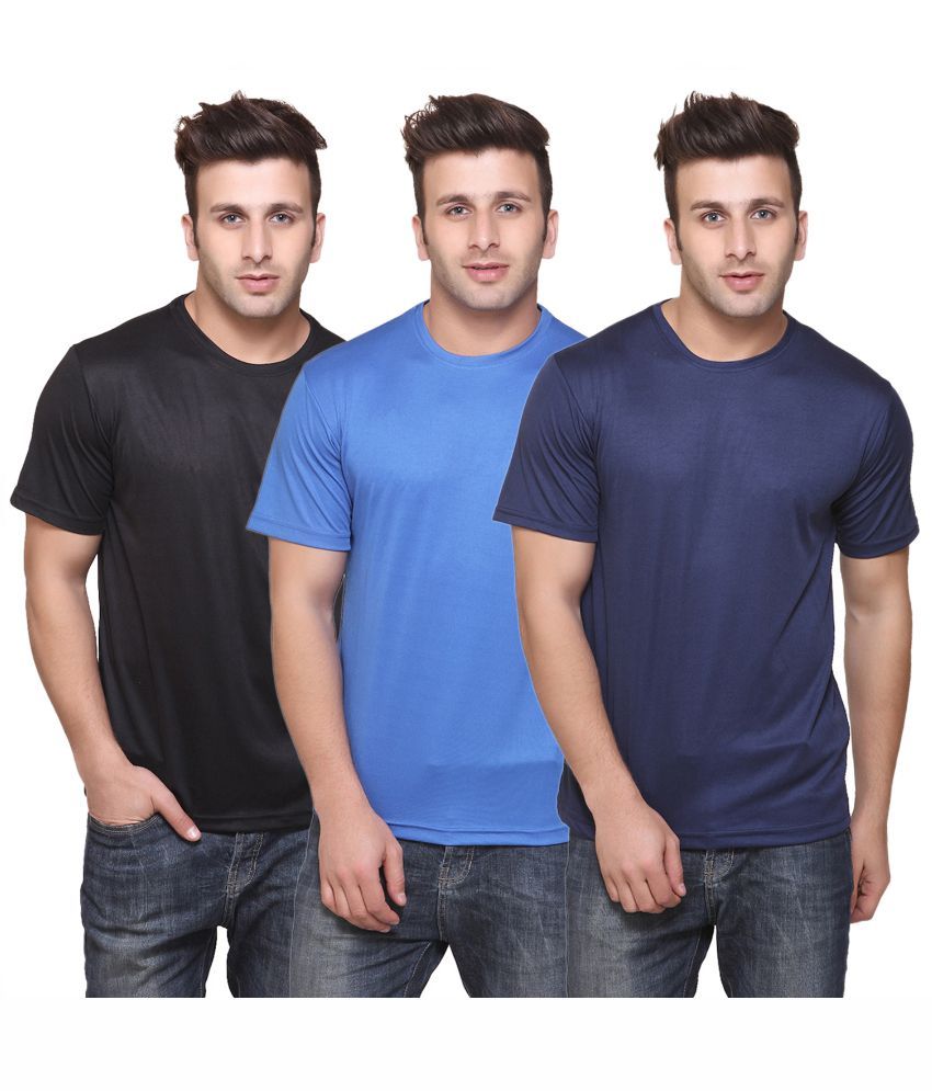     			Funky Guys Polyester Slim Fit Solid Half Sleeves Men's Round Neck T-Shirt - ( Pack of 3 )