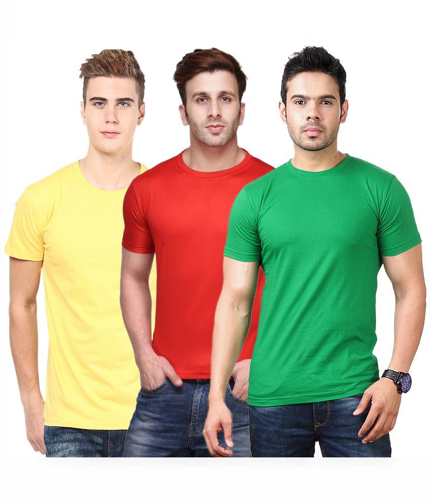     			Funky Guys Polyester Slim Fit Solid Half Sleeves Men's Round Neck T-Shirt - ( Pack of 3 )