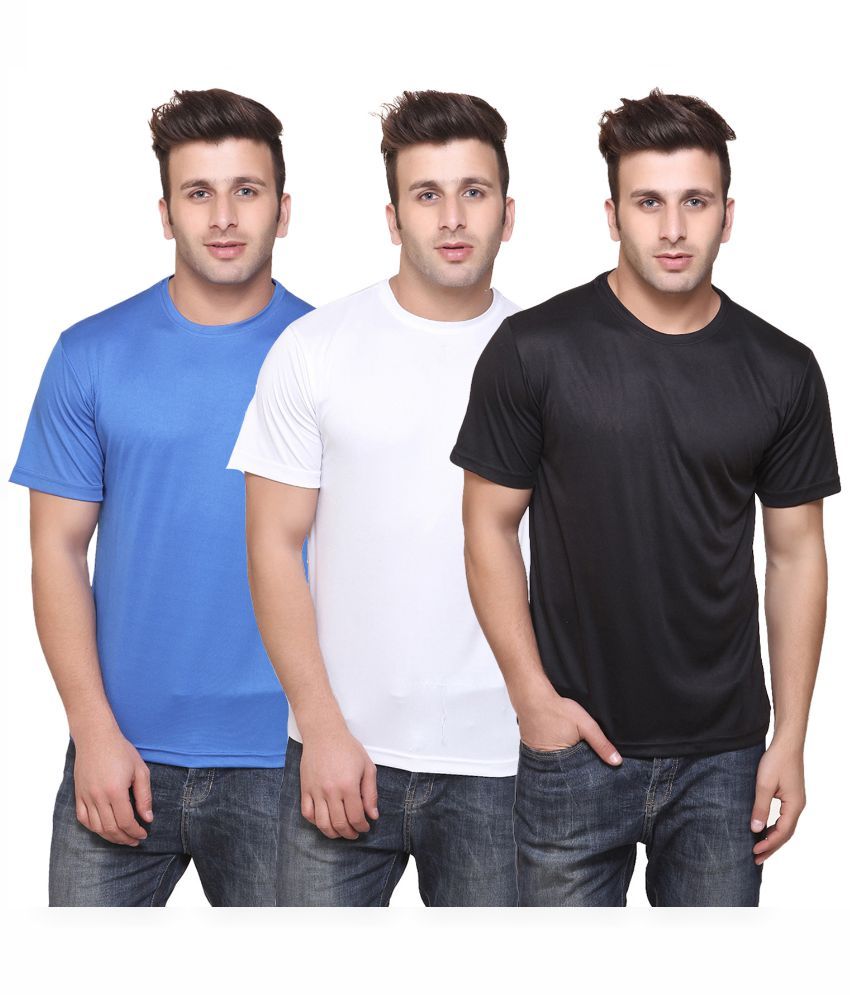     			Funky Guys Polyester Slim Fit Solid Half Sleeves Men's Round Neck T-Shirt - ( Pack of 3 )