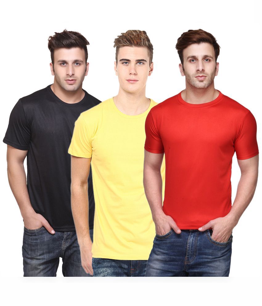     			Funky Guys Polyester Slim Fit Solid Half Sleeves Men's Round Neck T-Shirt - ( Pack of 3 )