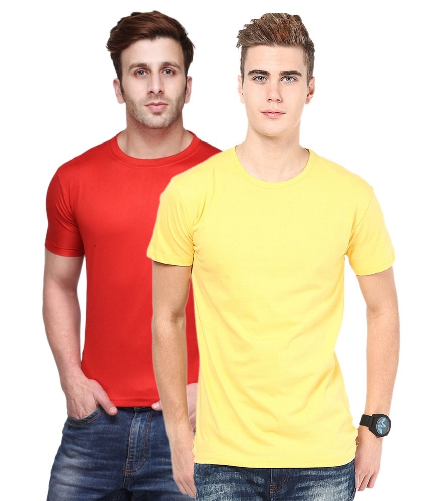     			Funky Guys Red And Yellow Cotton Blend T-shirt Set Of 2