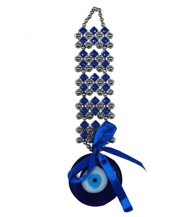     			PG Handicrafts Blue Glass Evil Eye Hanging With Diamond Shape