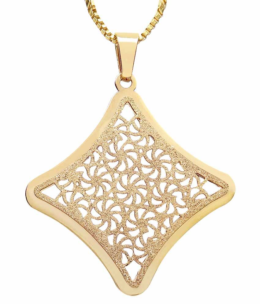 Sparkling Drop Contemporary Gold Plated Frosted Pendant with Chain 10