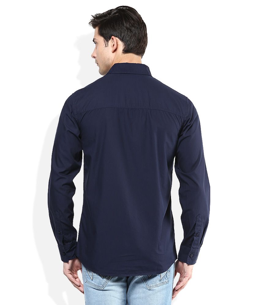 Wrangler Navy Slim Fit Shirt - Buy Wrangler Navy Slim Fit Shirt Online ...