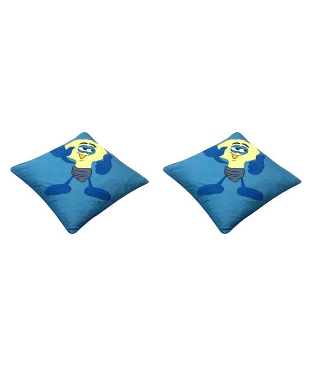     			Hugs'n'Rugs Cotton Blue Cushion Covers Pack of 2 (40 x 40 cm ) 16 x 16