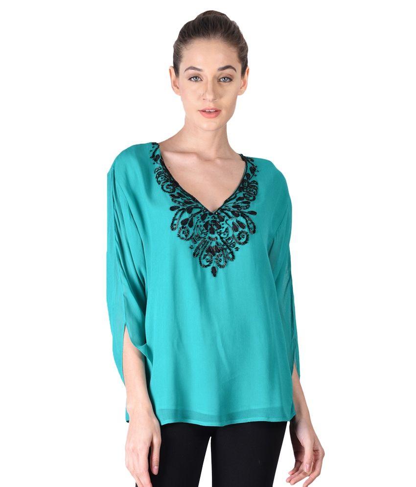 Izumi Turquoise Viscose Tops - Buy Izumi Turquoise Viscose Tops Online ...