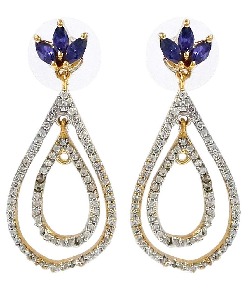 R S Jewels Golden American Diamond Drop Earrings Buy R S Jewels