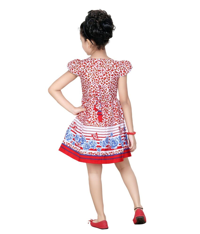 white and red combination frocks