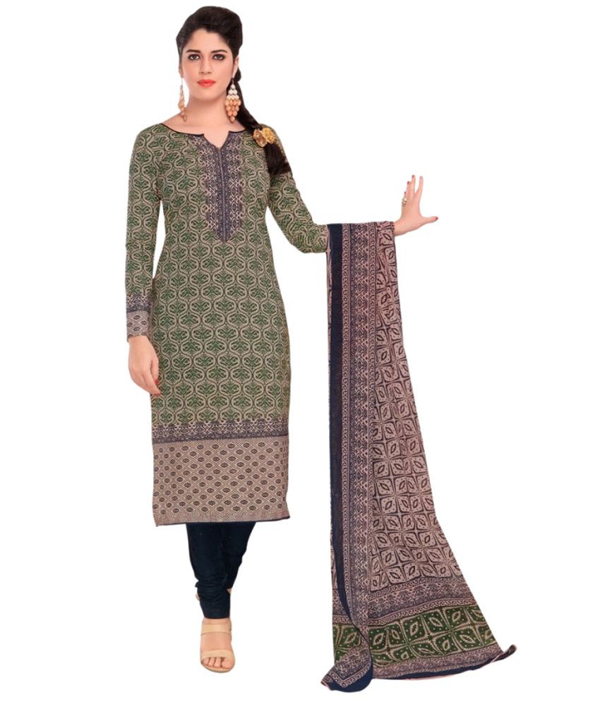 Divi Green Cotton Dress Material - Buy Divi Green Cotton Dress Material ...