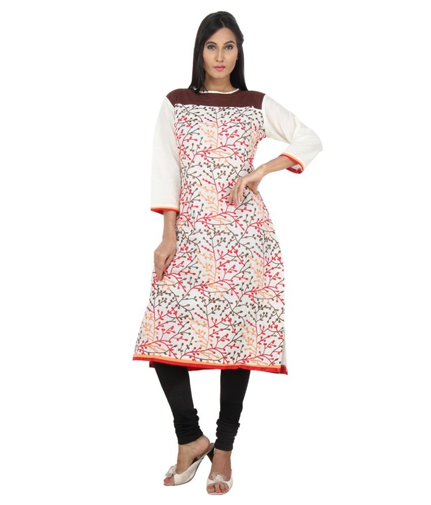 Mansi Fabrics White Cotton Kurti - Buy Mansi Fabrics White Cotton Kurti ...