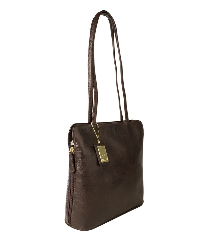 hidesign brown textured shoulder bag