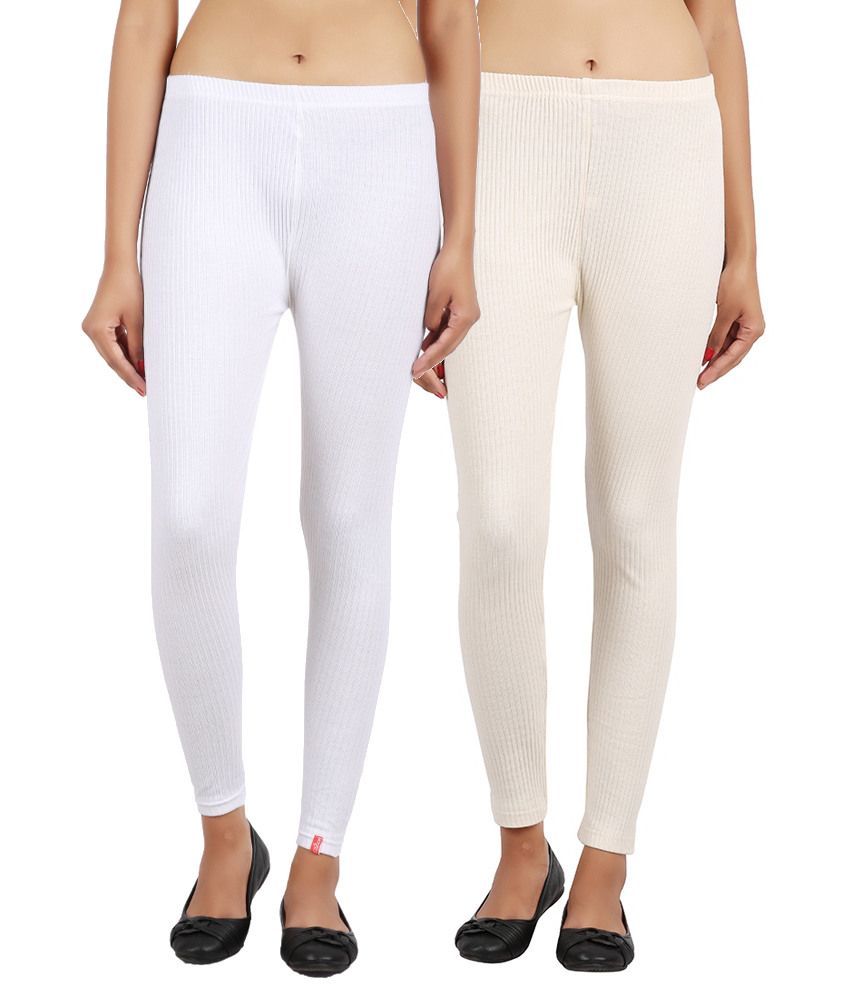 Notyetbyus Combo of White Cotton Leggings (Pack of 2) Price in India