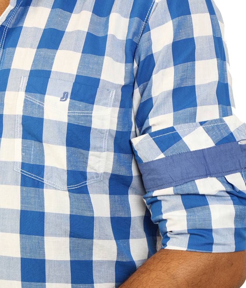 blue jeans checkered shirt