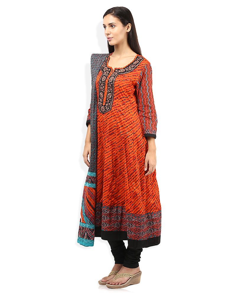 Biba Cotton Kurti With Churidar Stitched Suit Buy Biba Cotton Kurti