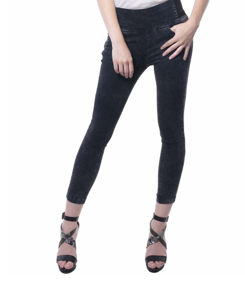 black denim jeggings