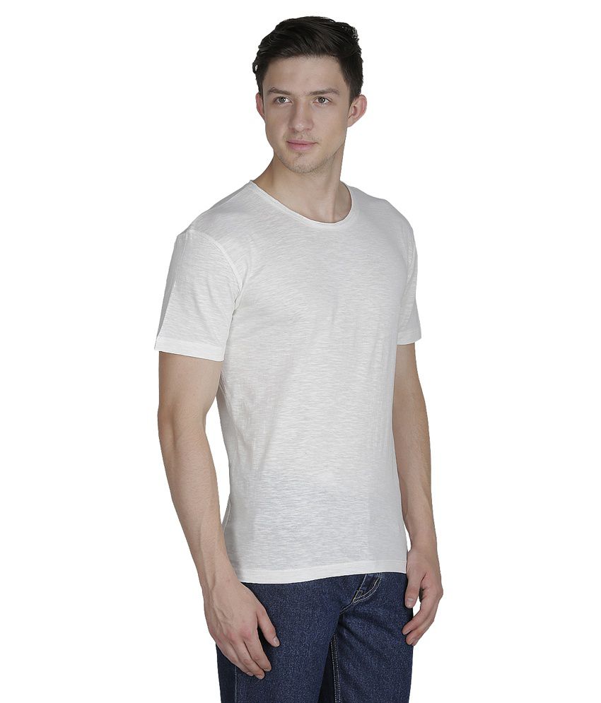 Sass White Half Sleeves Basic Wear T-shirt - Buy Sass White Half ...