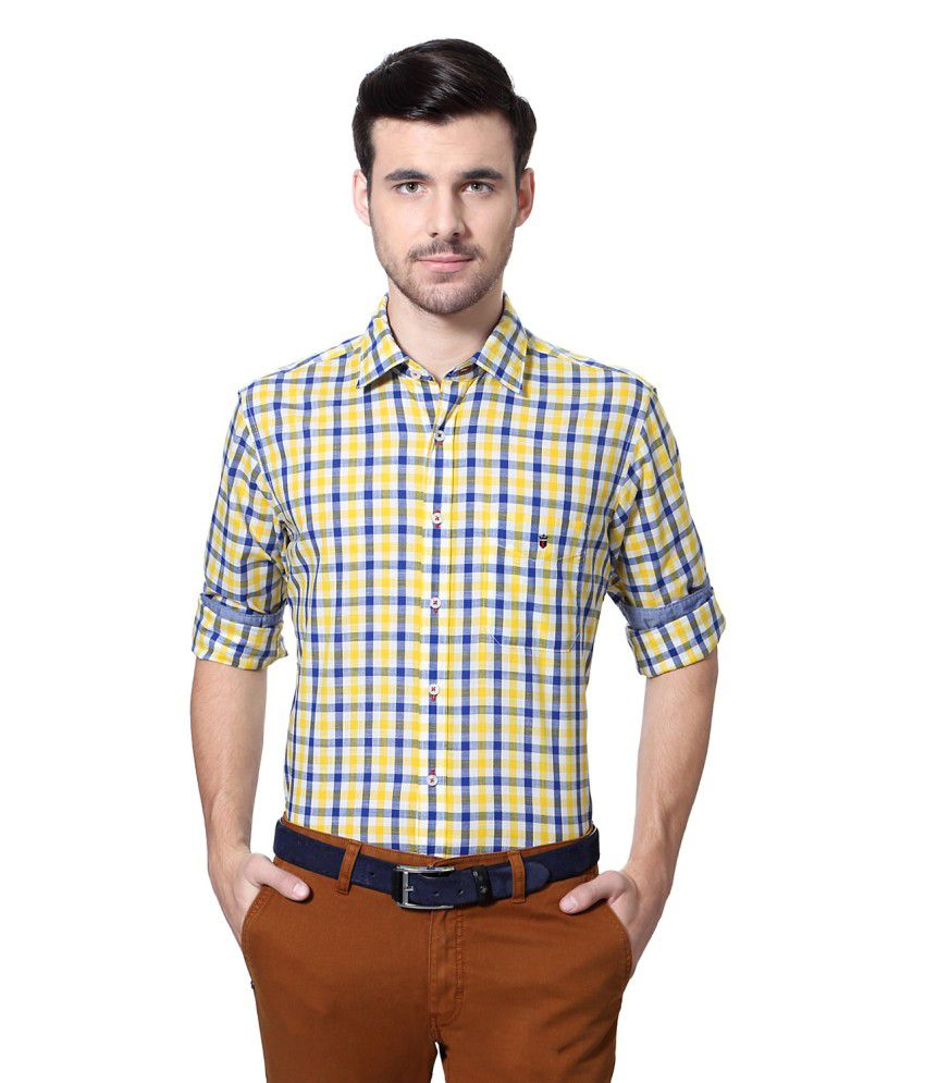 Louis Philippe Yellow Cotton Shirt - Buy Louis Philippe Yellow Cotton Shirt Online at Best ...