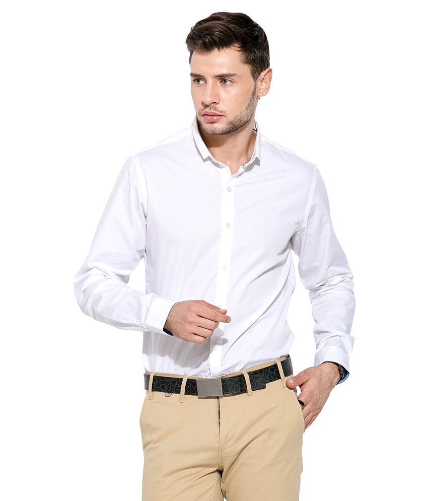Mufti White Slim Fit Shirt - Buy Mufti White Slim Fit Shirt Online at ...