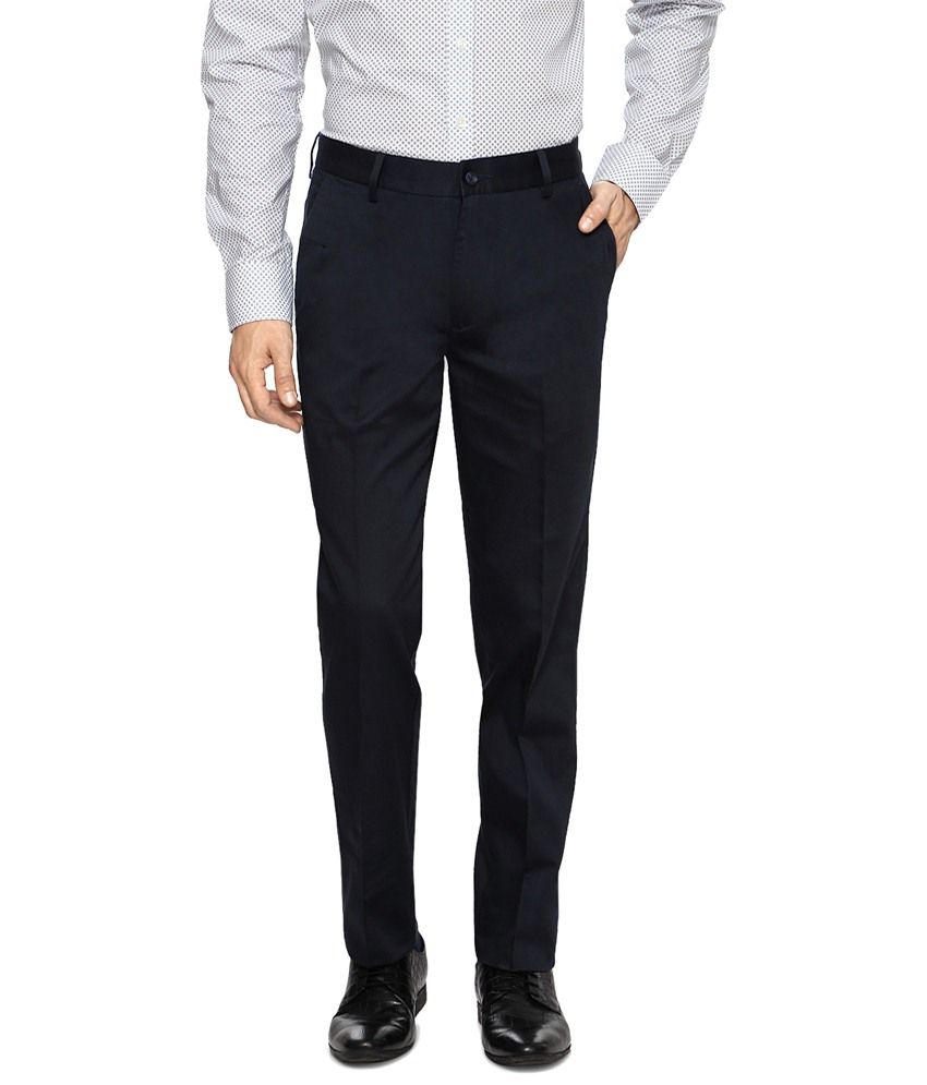 Peter England Navy Blue Formal Trousers 
