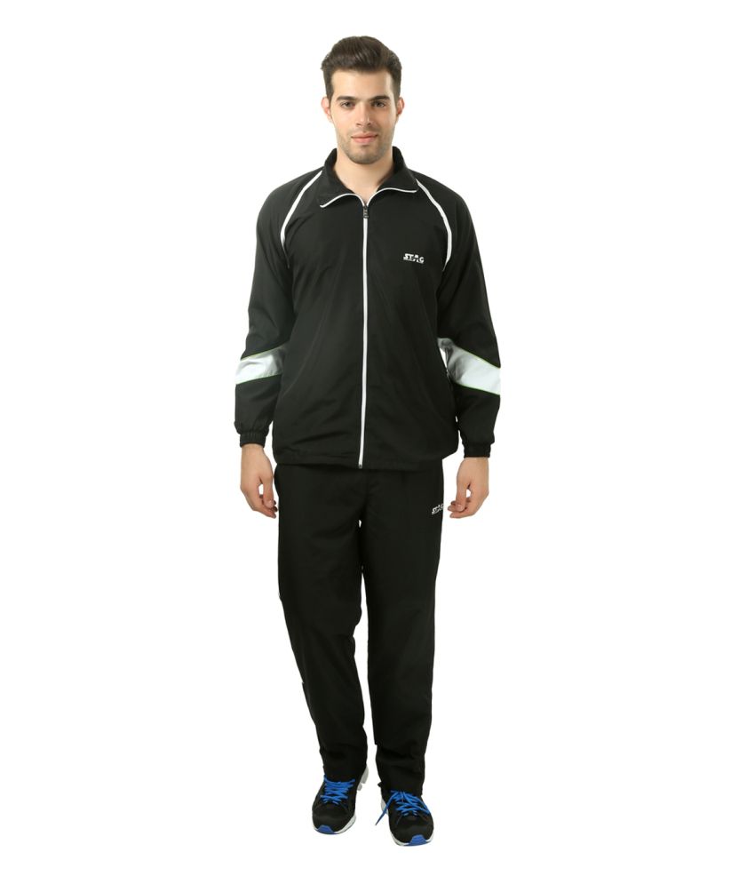Stag Black and White Polyester Tracksuit - Buy Stag Black and White ...