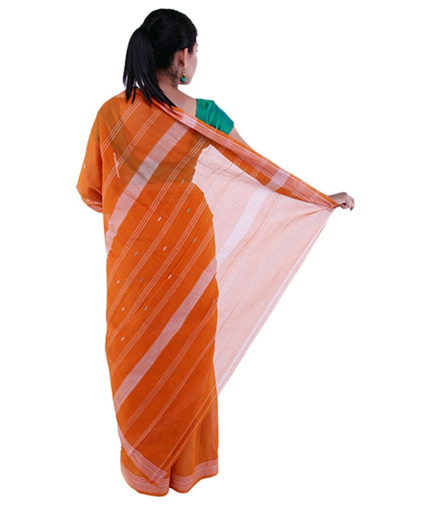 Co Optex Cotton Sarees Online Shopping Co-optex Orange Pramakudi Cotton Saree with Blouse Piece - Buy Co-optex