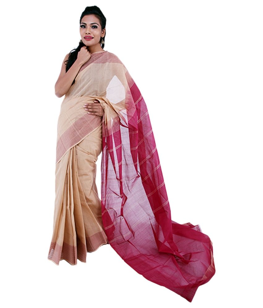 Co Optex Cotton Sarees Online Shopping Co-optex Peach Organic Cotton Saree with Blouse Piece - Buy Co-optex