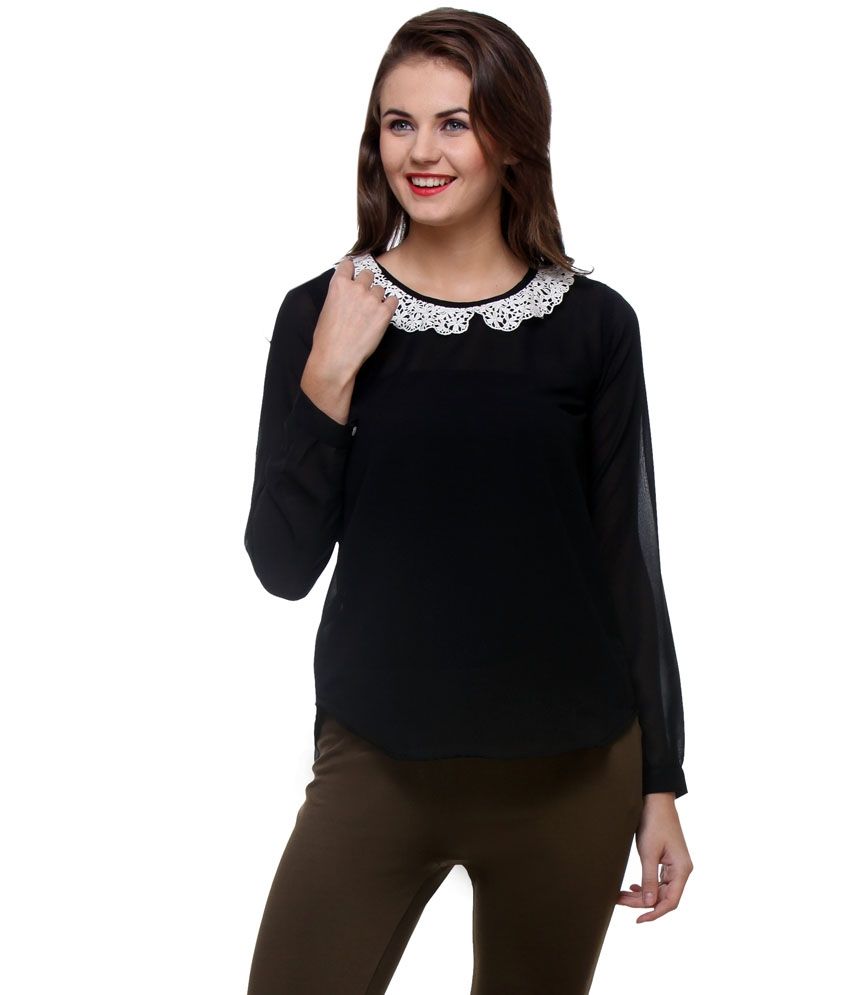 Purys Black Polyester Tops - Buy Purys Black Polyester Tops Online at ...