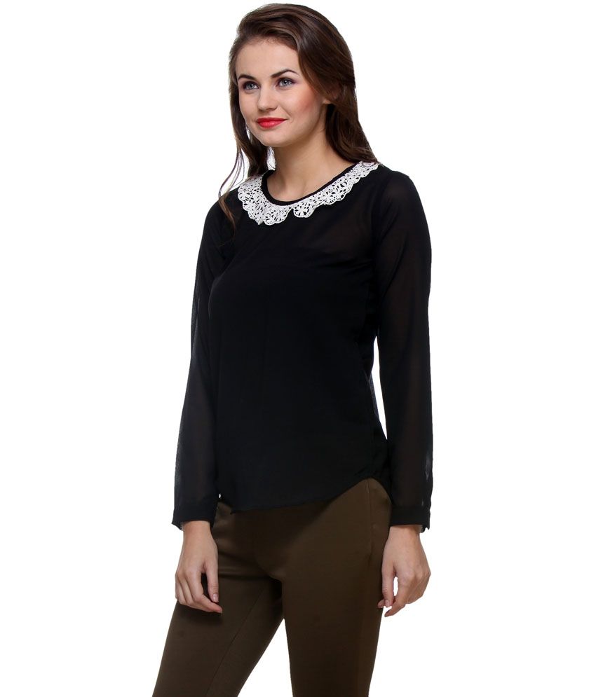 Purys Black Polyester Tops - Buy Purys Black Polyester Tops Online at ...