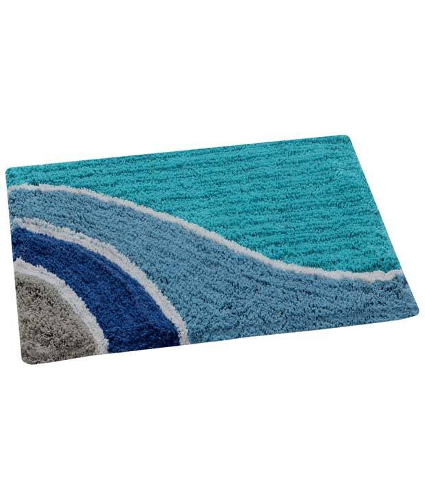     			Aazeem Blue Cotton Abstract Floor Mat