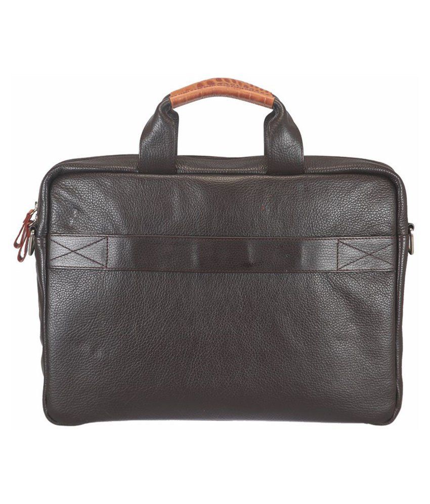Adamis Black & Orange Leather Laptop Bag Buy Adamis Black & Orange